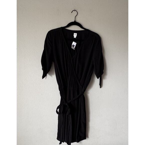 Gap Women’s Size Small Faux Wrap Tie Sleeve Dress V Neck Belted Vacation Coastal - Picture 2 of 6